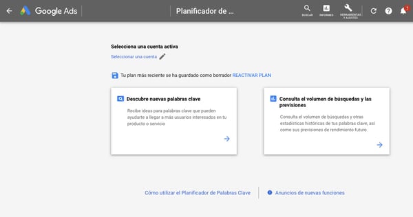 Keyword planner