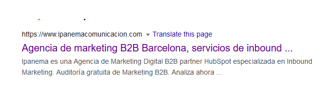 resultado de los SERPS después de los cambios realizados